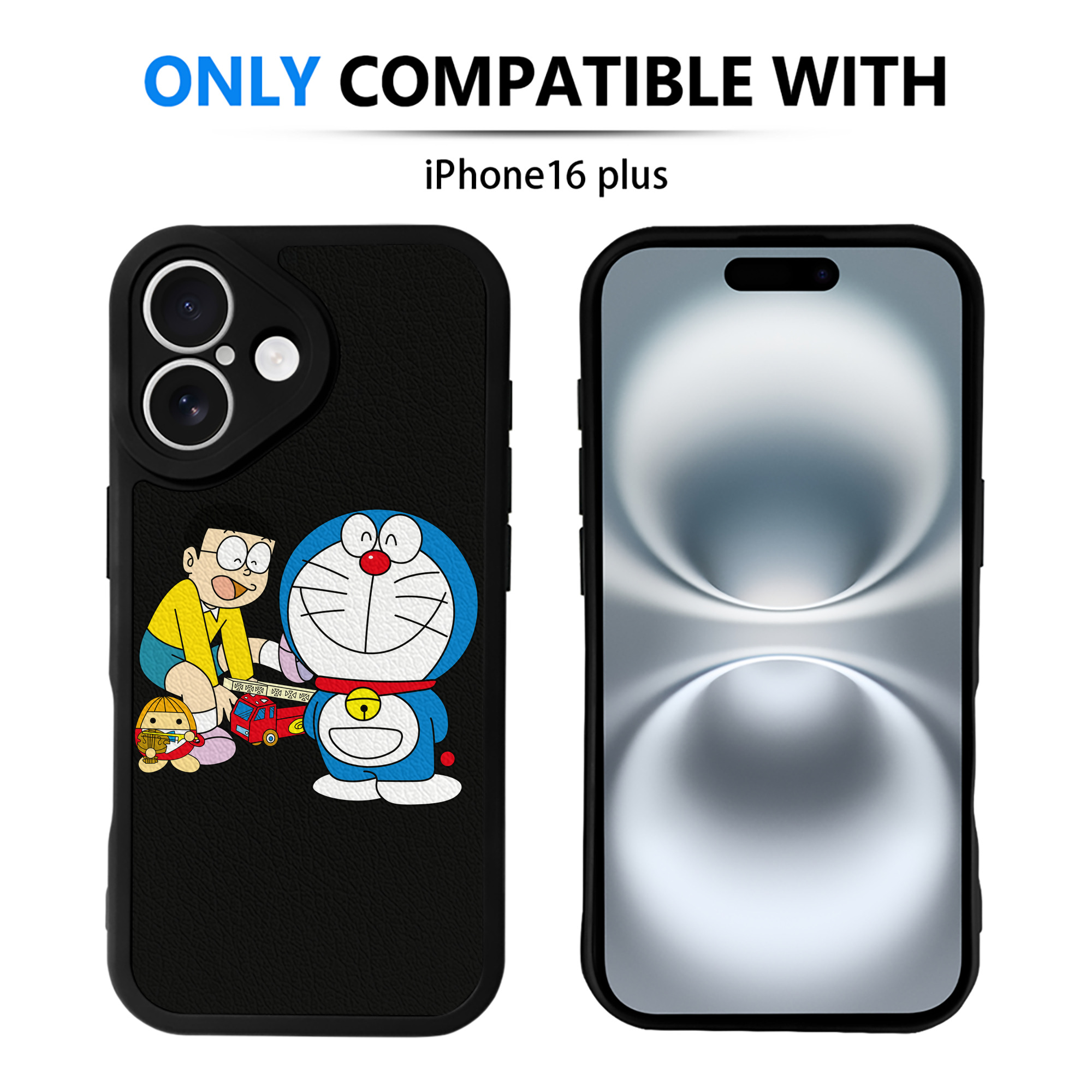 （画像用） ドラえもん Doraemon 【iPhone 16シリーズ対応】シリコンスマホケース（レザー調） 材質：シリコン